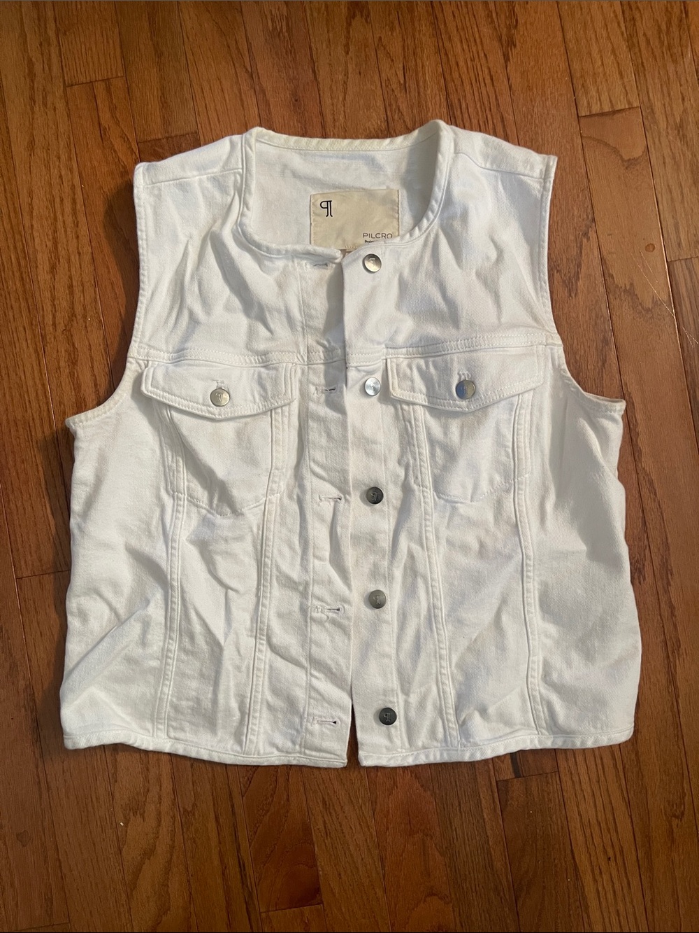 Pilcro White Denim Sleeveless Jacket